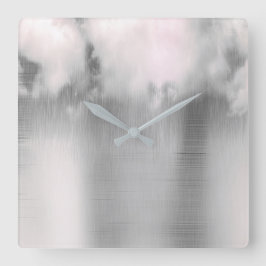Minimaler Wolken-Regen-grauer silberner Quadratische Wanduhr