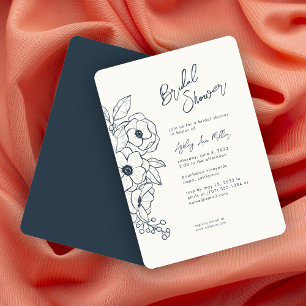 Minimales botanisches Navy-Blauer Brautparty Einladung