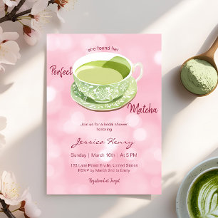 Minimales Brautparty Wasserfarbe Rosa Matcha Einladung