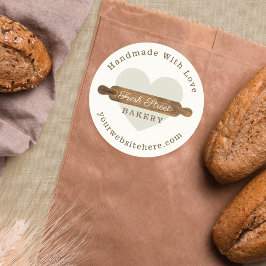 Minimales Button-Bäckerei-Logo aus Holz Runder Aufkleber