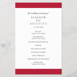 Minimales Classic Red Elegant Budget Hochzeitsprog Flyer
