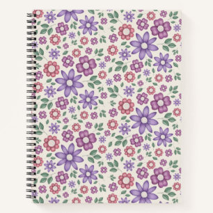 minimales creme-farbenes fantastisches Blumenmuste Notizbuch