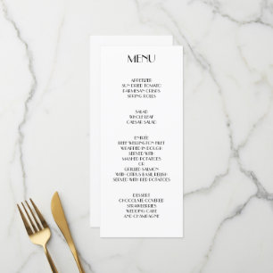 Minimales Deko-Menü für die Hochzeit Menükarte