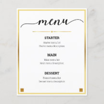 Minimales Design Gold Border Wedding Event Menü