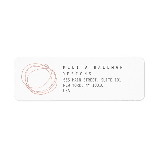 Minimales Designer-Scribble-Logo in Rose Gold (Vorne)