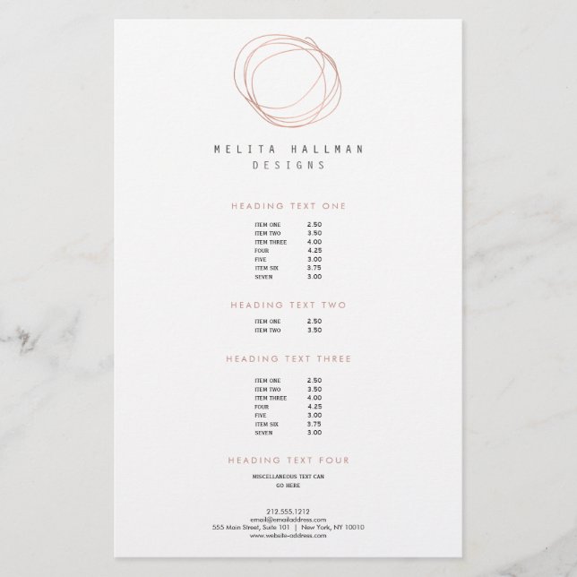 Minimales Designer-Scribble-Logo in Rose Gold Flyer (Vorne)