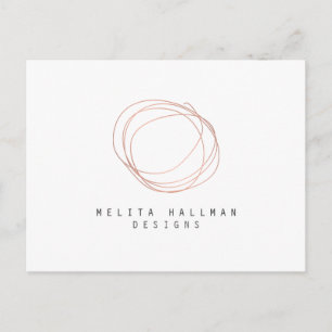 Minimales Designer-Scribble-Logo in Rose Gold Postkarte