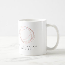 Minimales Designer-Scribble-Logo in Rose Gold Tasse