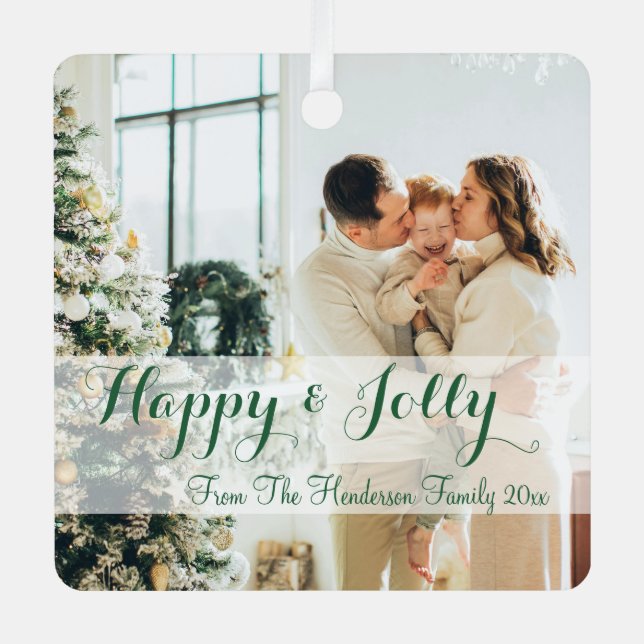 Minimales einfaches Foto Ornament Aus Metall (Vorderseite)