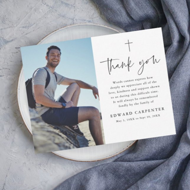 Minimales einfaches Foto zur Beerdigung Dankeskarte (Von Creator hochgeladen)