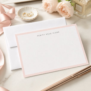 Minimales, einfaches Rosa Feminine Monogramm Mitteilungskarte