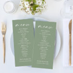 Minimales elegantes Menü für grüne Hochzeiten Menükarte<br><div class="desc">Das ist ein Minimal Elegant Sage Green Wedding Food Menü.</div>
