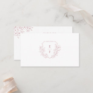 Minimales elegantes rosa Kirschblossom Monogramm-W Platzkarte