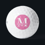 Minimales fett Monogramm mit Name | Pink Golf Ball<br><div class="desc">Ein einzigartiger und dennoch minimaler rosa Monogramm-Golfball mit Ihrem einzigartigen Monogramm-Buchstaben und Namen.</div>