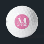 Minimales fett Monogramm mit Name | Pink Golf Ball<br><div class="desc">Ein einzigartiger und dennoch minimaler rosa Monogramm-Golfball mit Ihrem einzigartigen Monogramm-Buchstaben und Namen.</div>