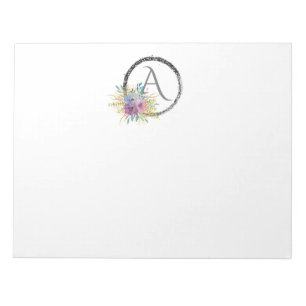 *~* Minimales florales Glitter-Monogramm Initial G Notizblock