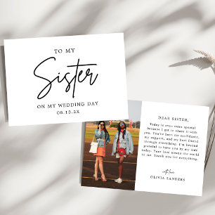 Minimales Foto an meine Schwester an meinem Hochze Dankeskarte
