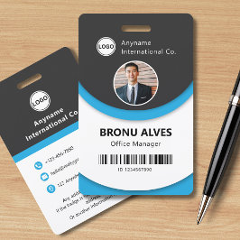 Minimales Foto für Mitarbeiter, Bar Code, Schwarz Ausweis