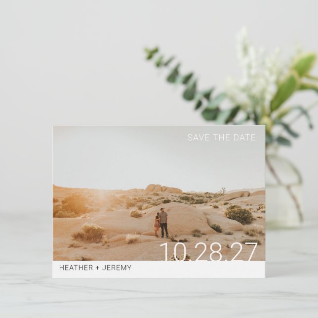 Minimales Foto Save The Date (Stehend Vorderseite)