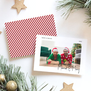 Minimales Foto Verheiratet und Merry LGBTQ Schwarz Feiertagskarte