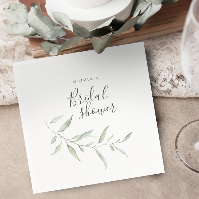 Minimales Grün rustikales Brautparty Party Serviette (Minimal greenery rustic bridal shower party napkins)