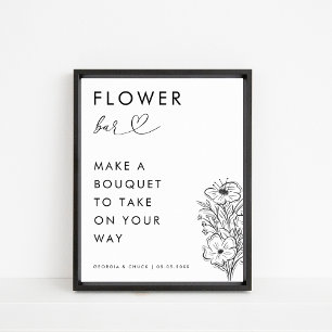 Minimales Heart Script Bloom Blume Bar Wedding Sig Poster