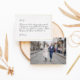 Minimales Hochzeitstil mit Aufkleber - Foto Dankes Folieneinladung