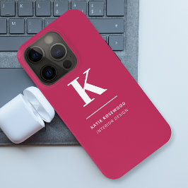 Minimales Hot Pink Modernes Typografisches Monogra Case-Mate iPhone Hülle