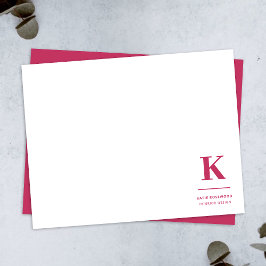 Minimales Hot Pink Modernes Typografisches Monogra Mitteilungskarte