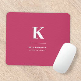 Minimales Hot Pink Modernes Typografisches Monogra Mousepad