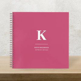 Minimales Hot Pink Modernes Typografisches Monogra Notizbuch