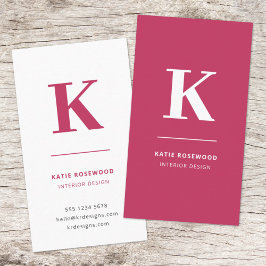 Minimales Hot Pink Modernes Typografisches Monogra Visitenkarte