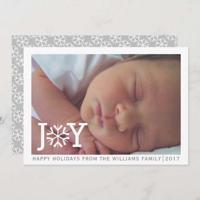 Minimales "joy" Schneeflocken Weihnachtsfeiertag F Feiertagskarte (Vorne/Hinten)