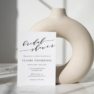 Minimales klassisches Schwarz-Script-Brautparty Einladung