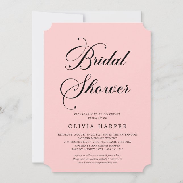 Minimales klassisches Schwarzes Skript-Brautparty Einladung (Vorderseite)