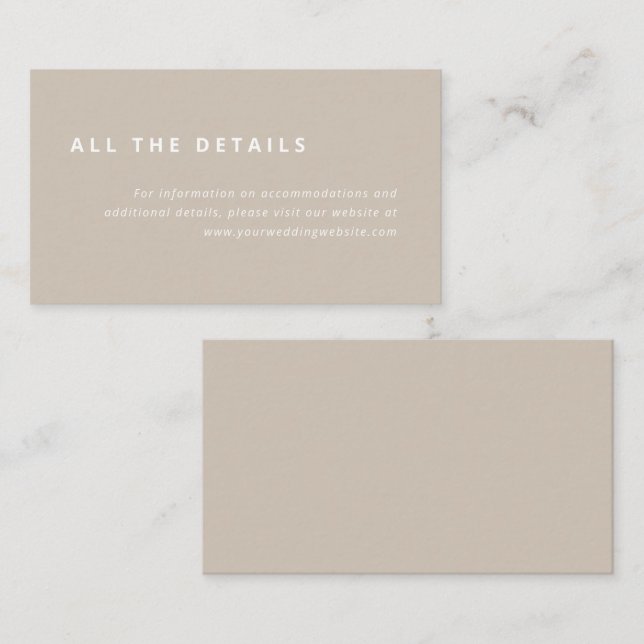 Minimales Layout | Beige mit Details zur weißen Ho Begleitkarte (Vorne/Hinten)