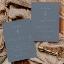 Minimales Leaf Dusty Blue Wedding Dinner Flat Menu