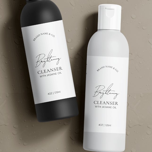 Minimales Logo 8 OZ Cosmo Flasche Wasserdicht Etik (Simple black and white skincare bottle wrapper label template in black and white)