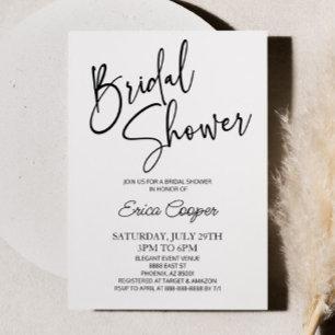 Minimales Minimalistisches Schwarz-weißes Brautpar Einladung