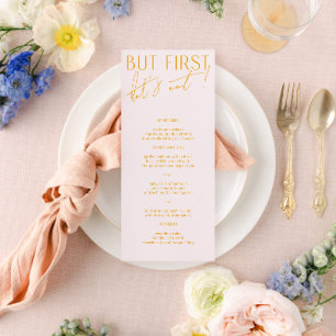 Minimales modernes Blush PInk & Yellow Wedding Men Menükarte