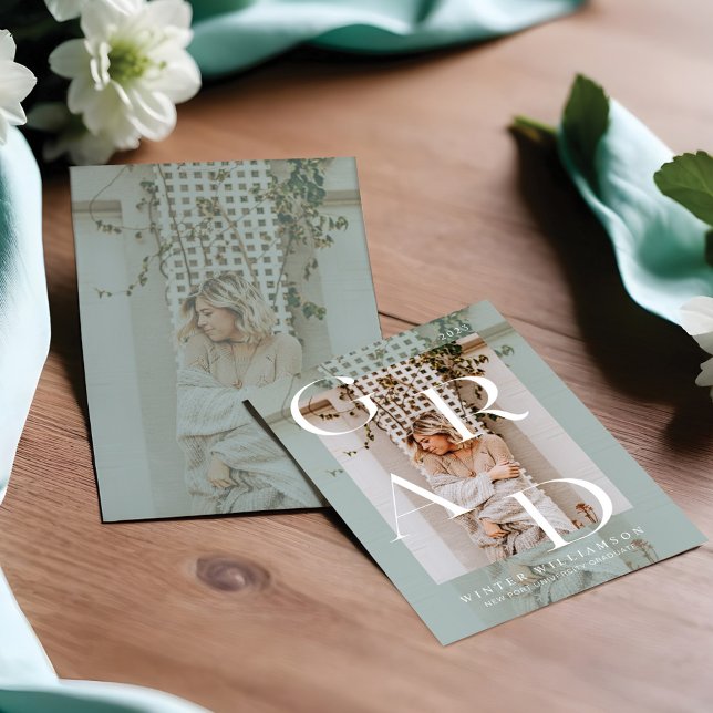 Minimales modernes Foto Mint Green Overlay Grad Einladung (Minimal Modern Type Mint Green Overlay Grad Photo Invitation)