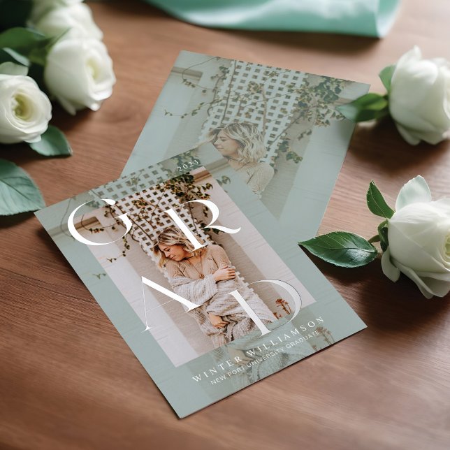 Minimales modernes Foto Mint Green Overlay Grad Folieneinladung (Minimal Modern Type Mint Green Overlay Grad Photo Foil Invitation)