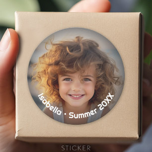 Minimales modernes Foto - Retro-Text - Persönlich Runder Aufkleber