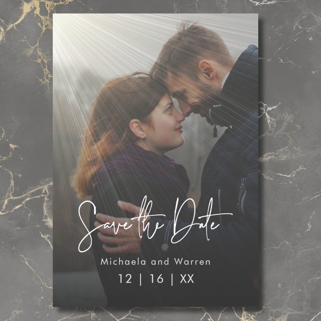 Minimales modernes Foto Save the Date (Minimal Sunrays Photo Save the Date)