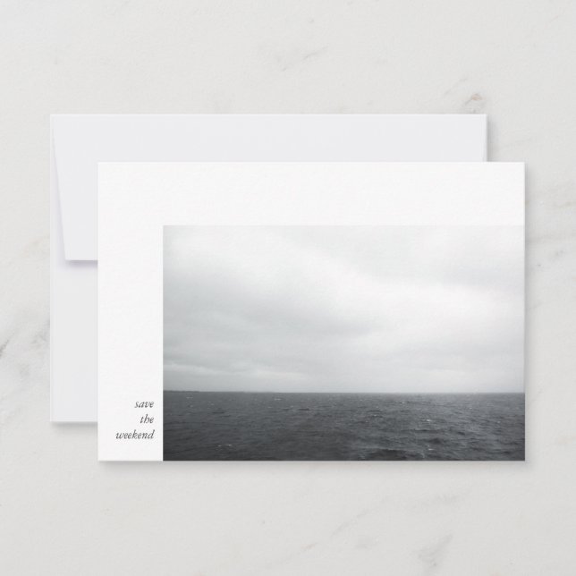 Minimales modernes Foto Schwarz-weiße Hochzeitswoc Save The Date (Vorderseite)