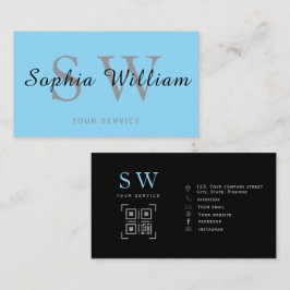 Minimales modernes Geschäft mit blauen und schwarz Telefonnummerkarte