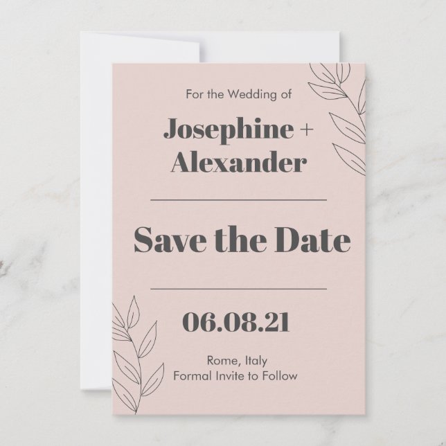 Minimales modernes Thema Save The Date (Vorderseite)
