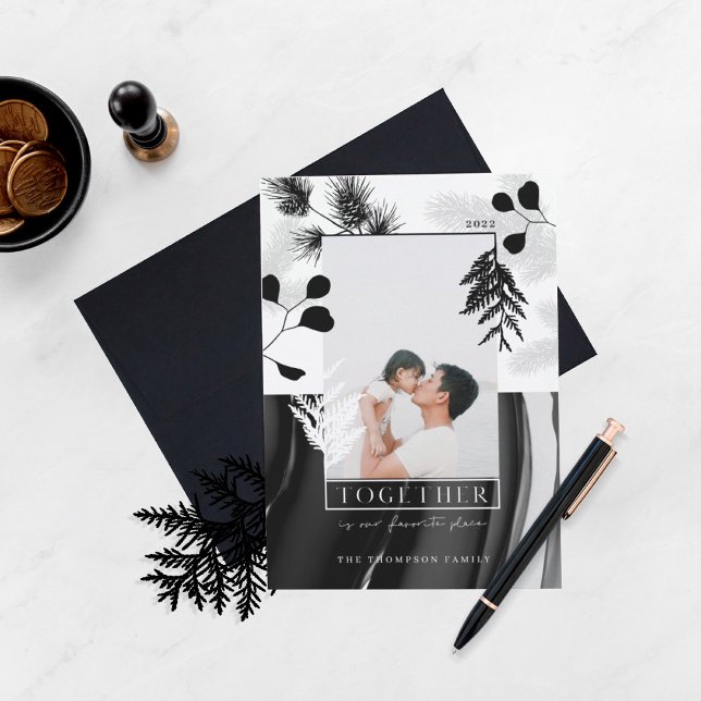 Minimales monochrome Weihnachtsjapandi Stil Foto Feiertagskarte (Von Creator hochgeladen)