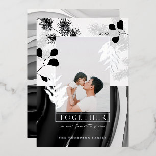 Minimales monochrome Weihnachtsjapandi Stil Foto Folien Feiertagskarte