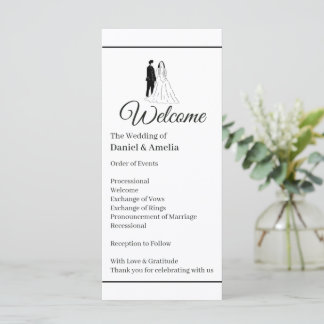 Minimales monochromes Hochzeitsprogramm